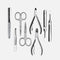 Giesen & Forsthoff Timor® 8-piece Manicure Set with sapphire nail file, in Black Cowhide Leather Zipper Pouch