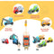 StitchesandTweed Wooden Construction Site Vehicles with Trailer 14 Pc Set