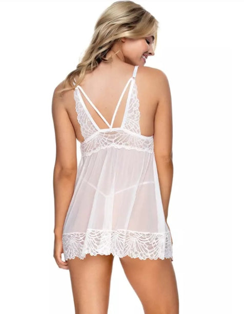 Sarah Lace & Mesh Babydoll & G String Set