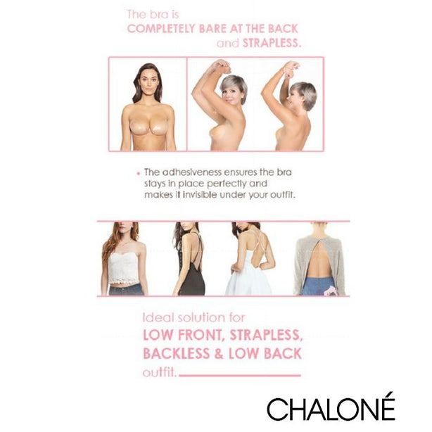 [Lingerie Accessories for Party Dress Solutions] Chalone Adhesive Strapless Backless Bra Push Up Low Front Bare Back