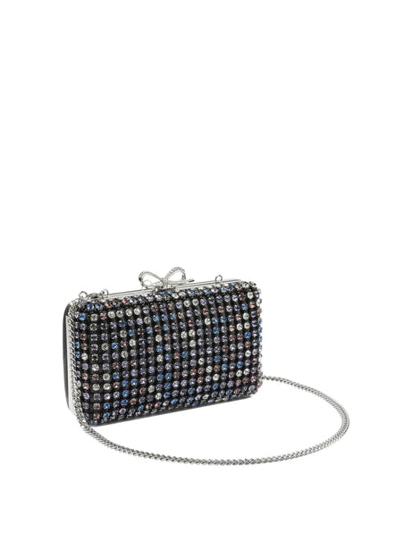 Self-Portrait Multi-crystal knit clutch bag - Black