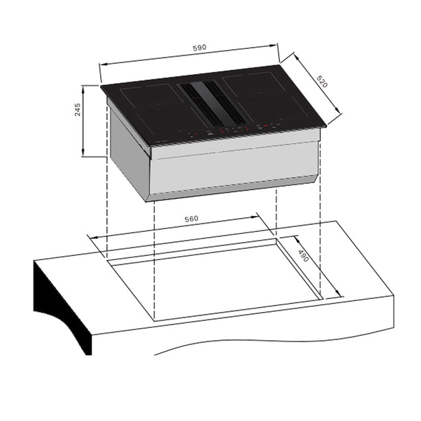 Tecno TIR-6040-FL 60cm Integrated Induction Hob