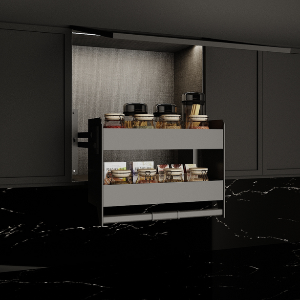 KKPL Smart EDEN Chestnut Pull down Elevation Spice Rack