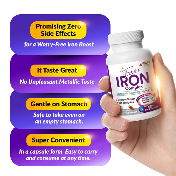LABO Femme Iron Complex Supplement Gentle on Stomach no Constipation Vegan