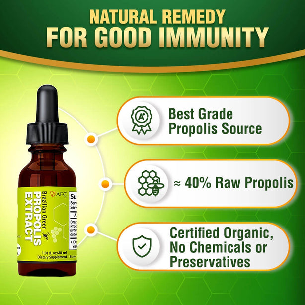 AFC Brazilian Green Propolis Extract Cough Sore Throat Flu Mouth Ulcer & Allergy