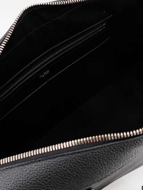 Tom Ford Leather work bag with front lettering logo - Black