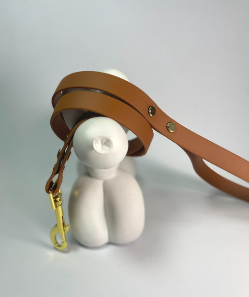LEASh Pet Leash Biothane - Carnaby Tan Gold Hardware