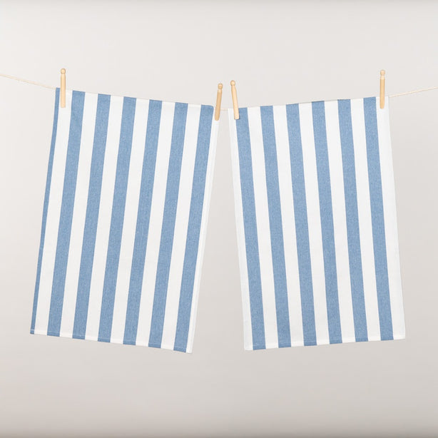 Kitchen Towel Twin Pack Luxury Designer Chambray Stripe Heritage Collection by Robinsons
