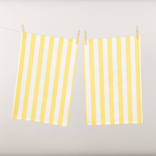 Kitchen Towel Twin Pack Luxury Designer Lemon Stripe Heritage Collection by Robinsons