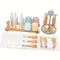 StitchesandTweed Wooden Toy Plates Dishes Color Matching Spoons Play Dishes for Kids