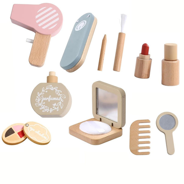 StitchesandTweed Wooden Toddler Makeup Kit Pretend Makeup Kit for Girls