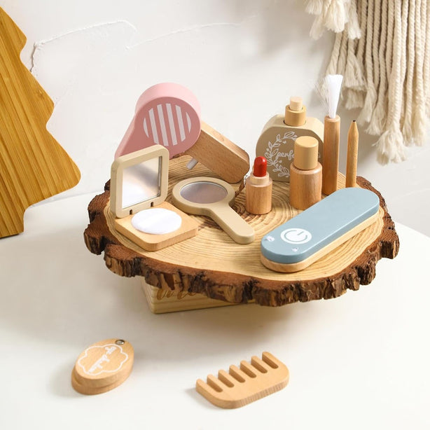 StitchesandTweed Wooden Toddler Makeup Kit Pretend Makeup Kit for Girls
