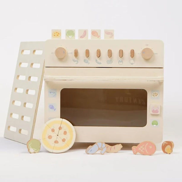 StitchesandTweed Oven Mini Cooking Kitchen Set Wooden Toy - Cream