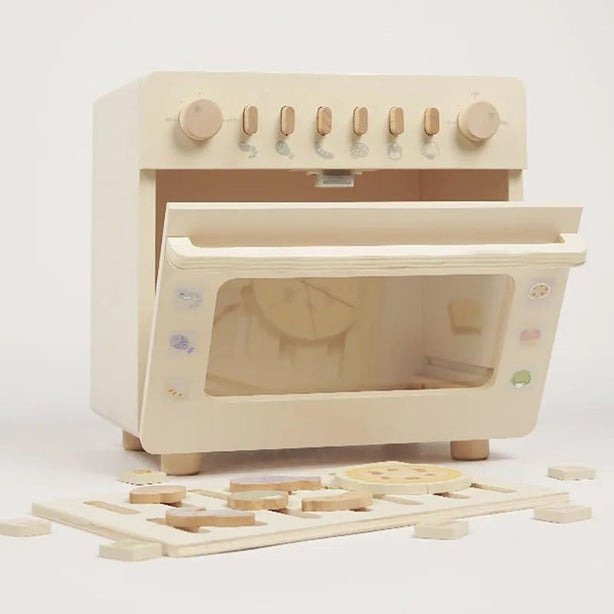 StitchesandTweed Oven Mini Cooking Kitchen Set Wooden Toy - Cream