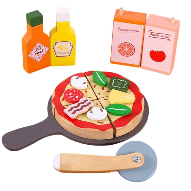 StitchesandTweed Pizza Playset Toy Wood