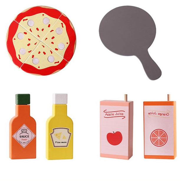 StitchesandTweed Pizza Playset Toy Wood