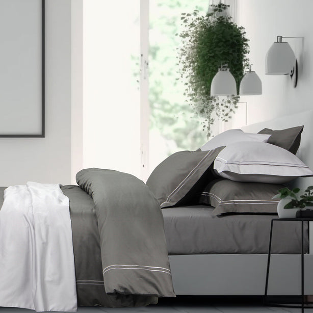 Marie Claire Hotel Suite Deluxe Collection Egyptian Cotton 1200 Thread Count Fitted Sheet Set - Charcoal