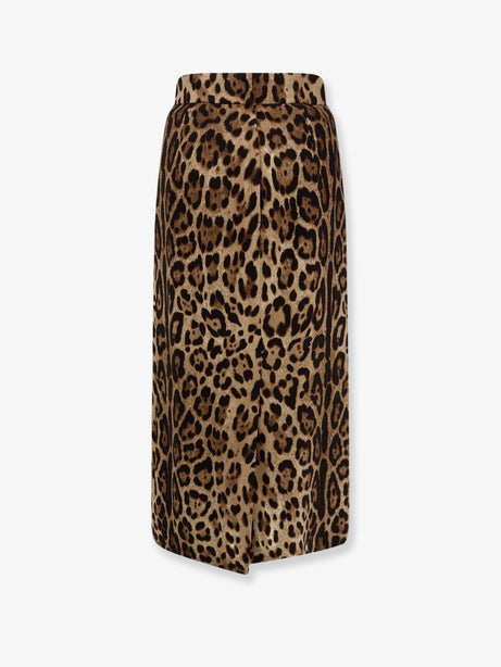 Dolce & Gabbana Stretch viscose longuette skirt with animal print - Leonew