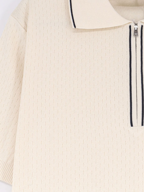 Fendi Cotton and silk polo shirt with FF embroidery - Naturale Navy
