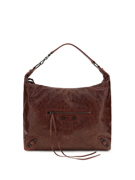 Balenciaga Medium Le City Hobo Shoulder Bag - Berry Red