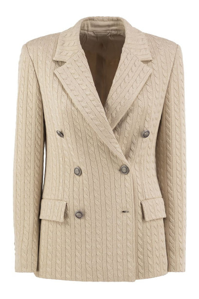 Double Breasted Cable Jacquard Blazer