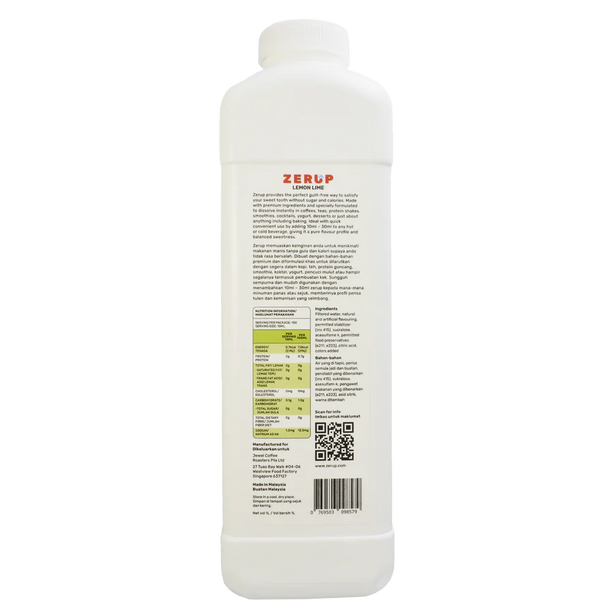 Zerup Zero Sugar Lemon Lime Syrup 1L