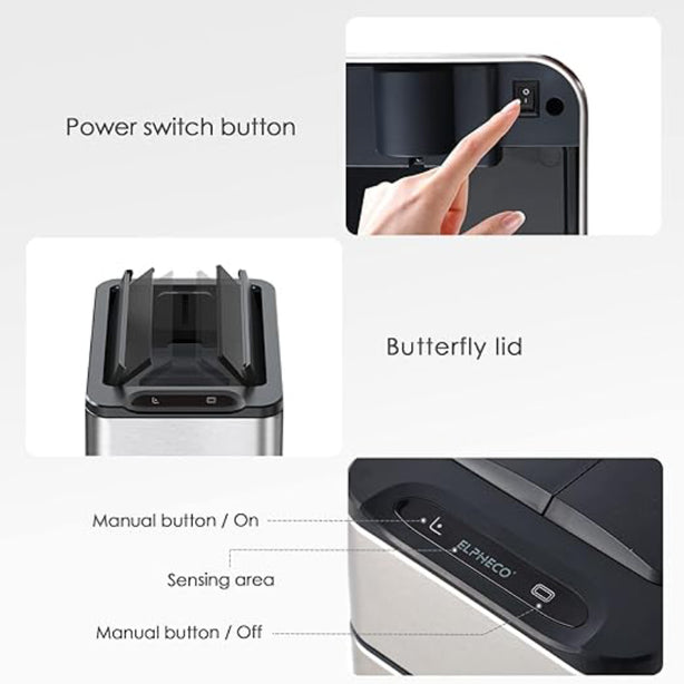 R&R Stainless Steel Smart Motion Sensor Dustbin 15L