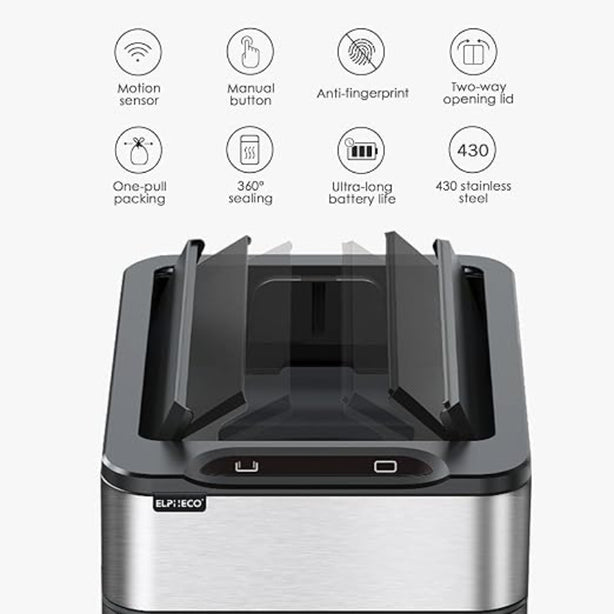 R&R Stainless Steel Smart Motion Sensor Dustbin 9L