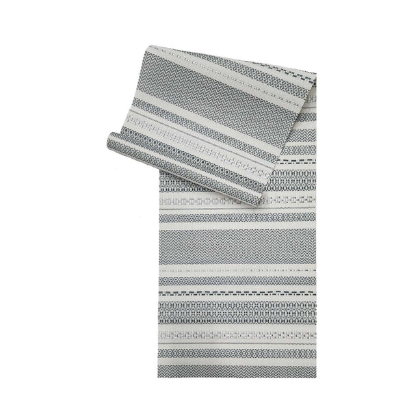 Rapee Fineline Woven Texilene Table Runner – Geometric Design – 30 x 135 cm - Grey