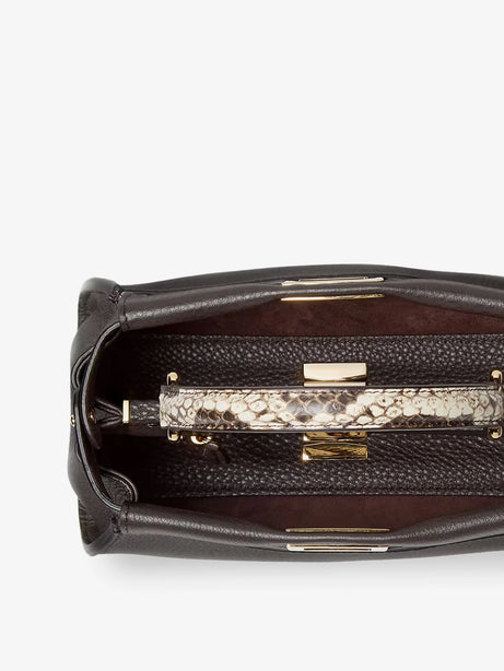 Fendi Peekaboo Mini hammered leather handbag - Ebanoroccia