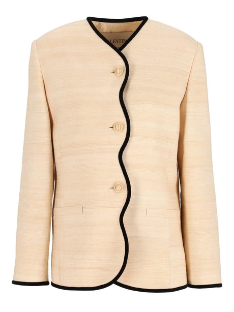 Valentino Garavani Silk And Linen Blazer - White