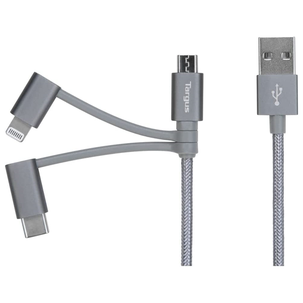 Targus Aluminium Series 3-in-1 Lightning Cable (Space Gray)