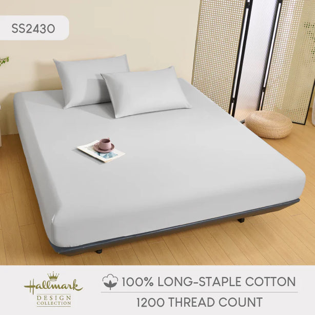 Hallmark 5-Star Hotel Long-Staple Cotton 1200TC Plain Bed Linen - Grey