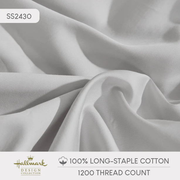 Hallmark 5-Star Hotel Long-Staple Cotton 1200TC Plain Bed Linen - Grey