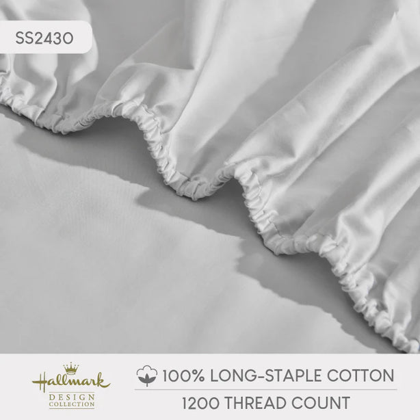 Hallmark 5-Star Hotel Long-Staple Cotton 1200TC Plain Bed Linen - Grey