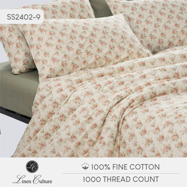 Fine Cotton Prints - Creme Florals