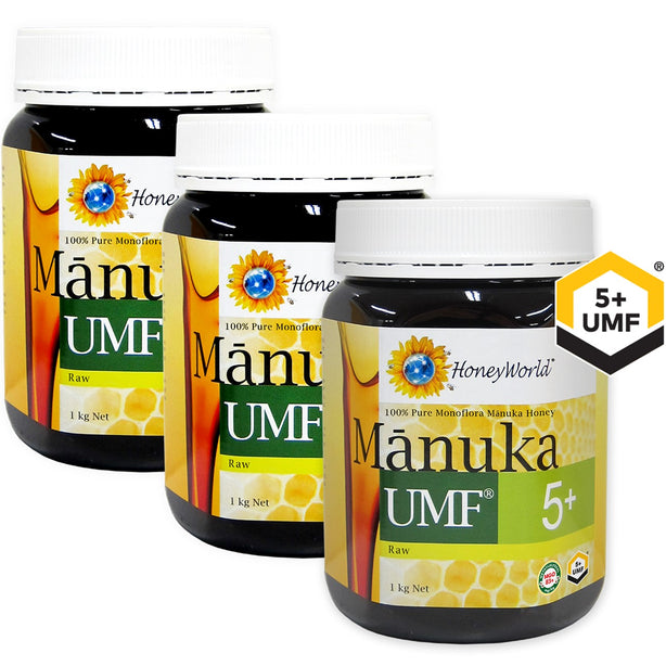 HoneyWorld Raw Manuka UMF 5+ 1kg (Bundle of 3)