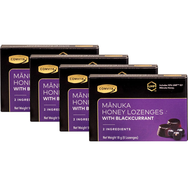 Comvita Manuka Honey Lozenges with Blackcurrant, 6s (Bundle of 4)