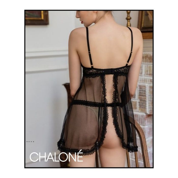 Chalone Giada Sexy Cut-Out Tulle Nightslip Set