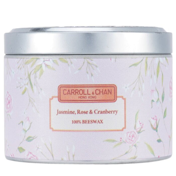 100% Beeswax Tin Candle - Jasmine Rose Cranberry - (8x6) cm