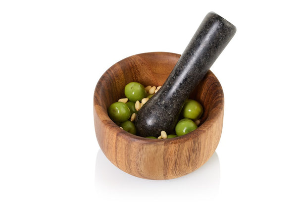 Adhoc Wooden Mortar & Granite Pestle