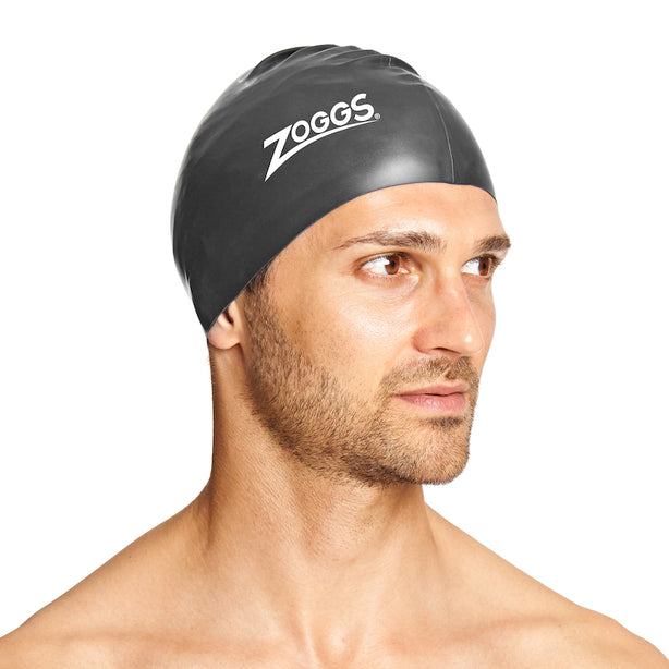 Zoggs Australia One Size Silicone Black Swim Cap