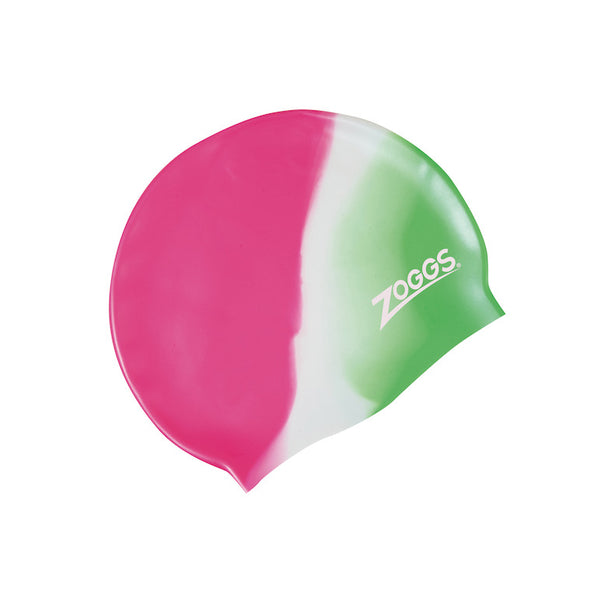 Zoggs Australia Junior Silicone Green/White/Pink Swim Cap