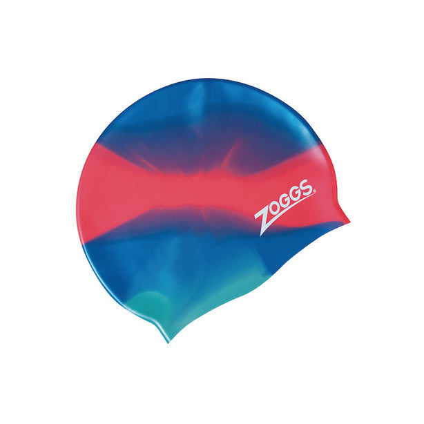 Zoggs Australia Junior Silicone Blue/Red/Aqua Swim Cap
