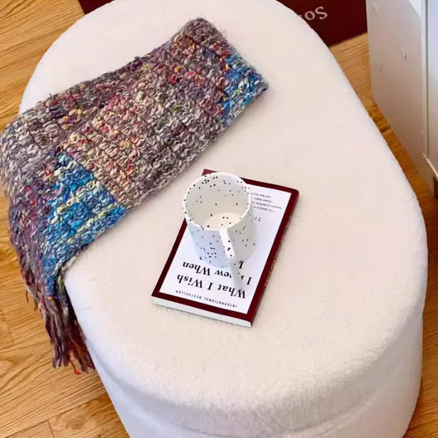 Bouclé ottoman stool / pouf
