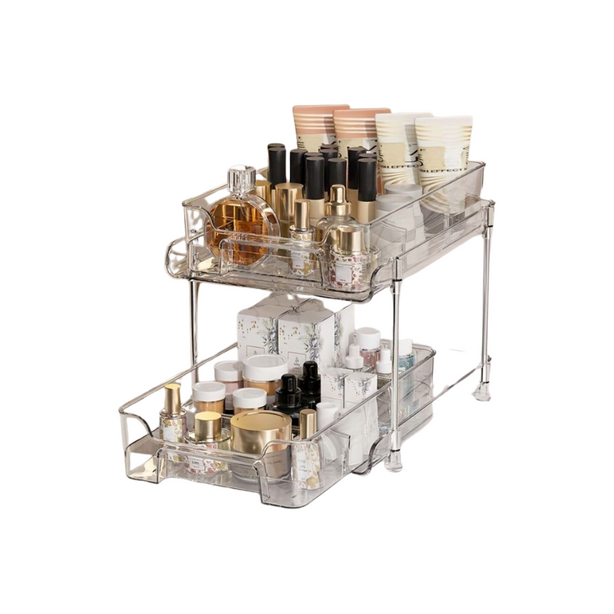 2 tier transparent pull-out tray organiser