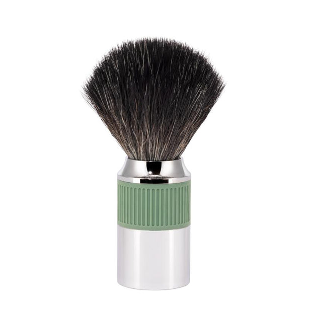 MUHLE Neo, Chrome-plated Metal, Salvia Green, Black Fibre Shaving Brush