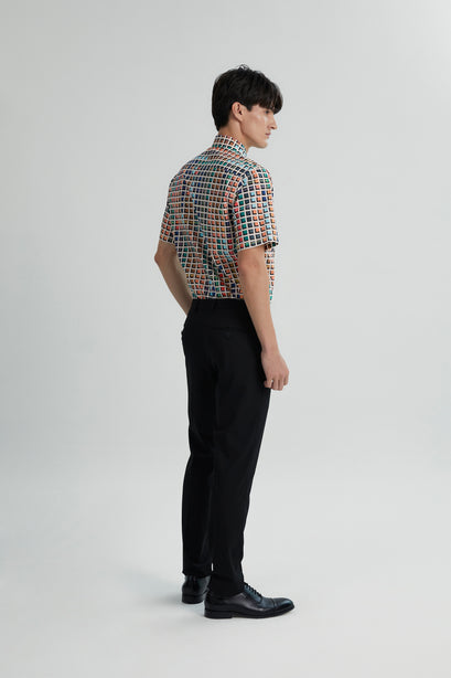 Coupe Cousu, Print, Short Sleeve Shirt
