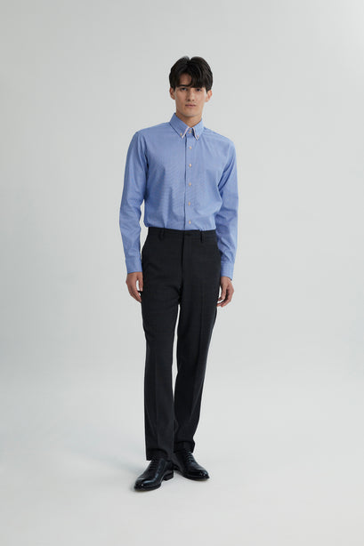 Coupe Cousu, Blue Fancy, Double Collar Long Sleeve Shirt
