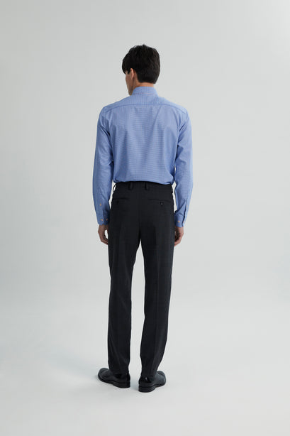 Coupe Cousu, Blue Fancy, Double Collar Long Sleeve Shirt